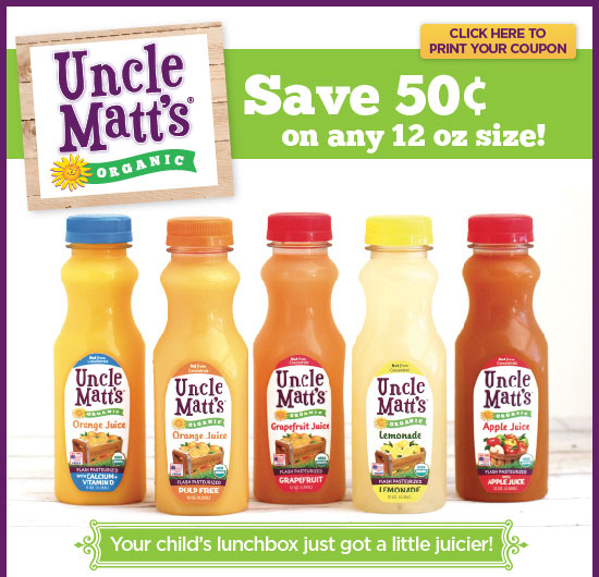 Uncle Matt's Organic - Save 50 cents on any 12 oz size!